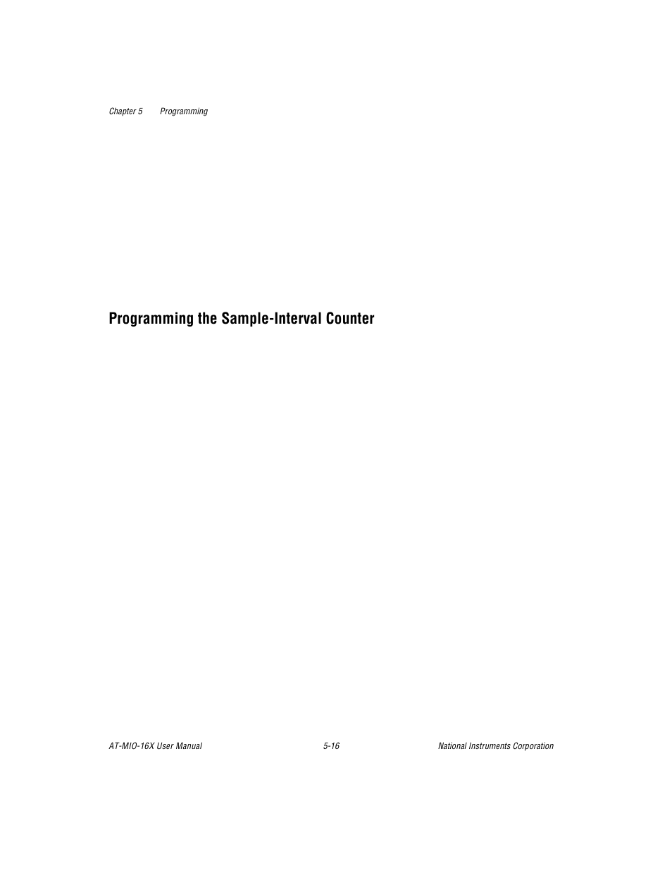 Programming the sample-interval counter, Programming the sample-interval counter -16 | National Instruments AT-MIO-16X User Manual | Page 185 / 330