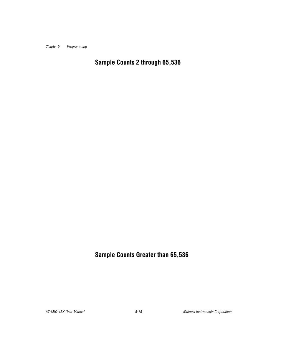 Sample counts 2 through 65,536, Sample counts greater than 65,536 | National Instruments AT-MIO-16X User Manual | Page 187 / 330