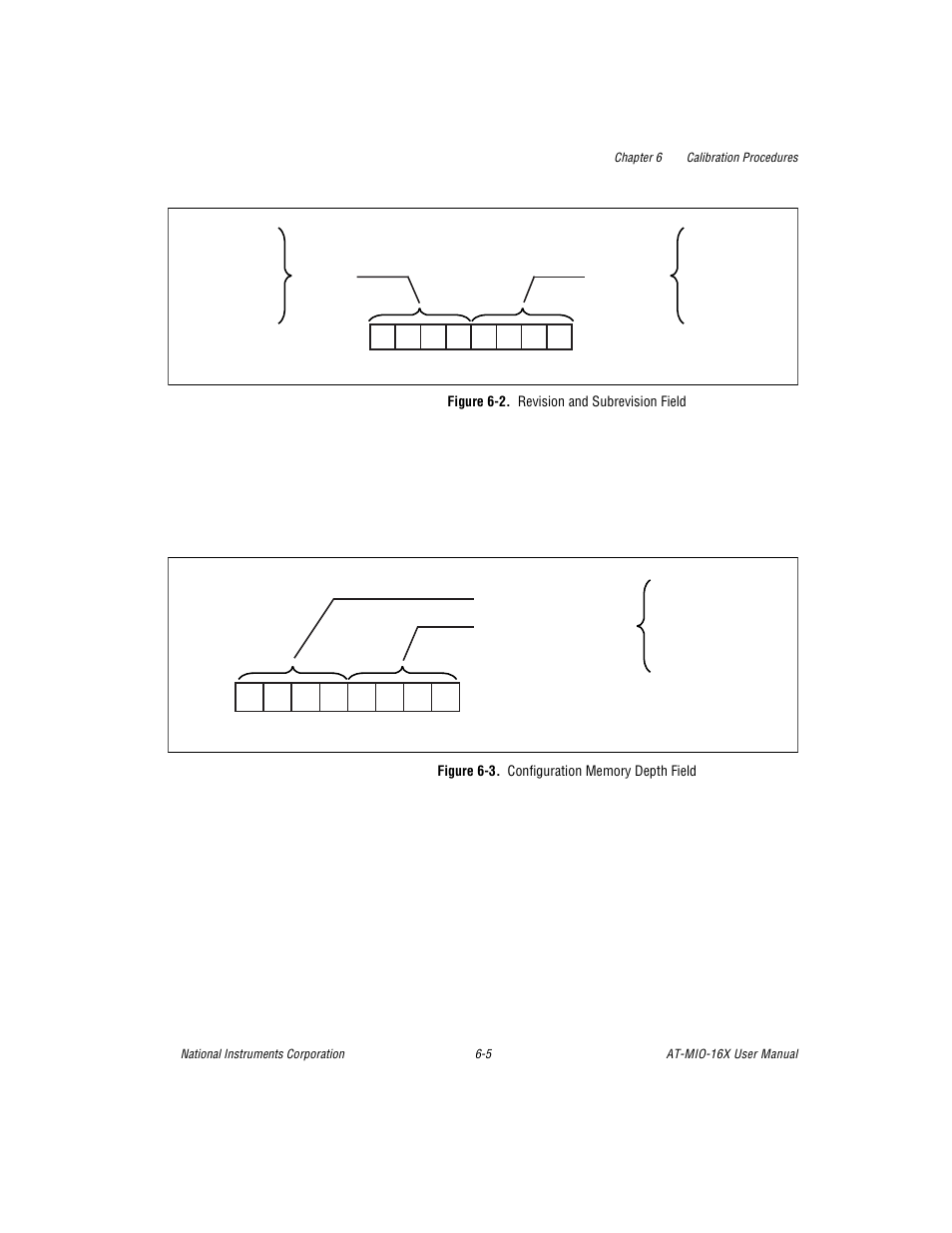 Figure 6-2. revision and subrevision field, Figure 6-3. configuration memory depth field, Figure 6-2 | Revision and subrevision field -5, Figure 6-3, Configuration memory depth field -5 | National Instruments AT-MIO-16X User Manual | Page 217 / 330