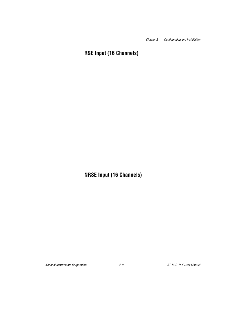 Rse input (16 channels), Nrse input (16 channels) | National Instruments AT-MIO-16X User Manual | Page 31 / 330