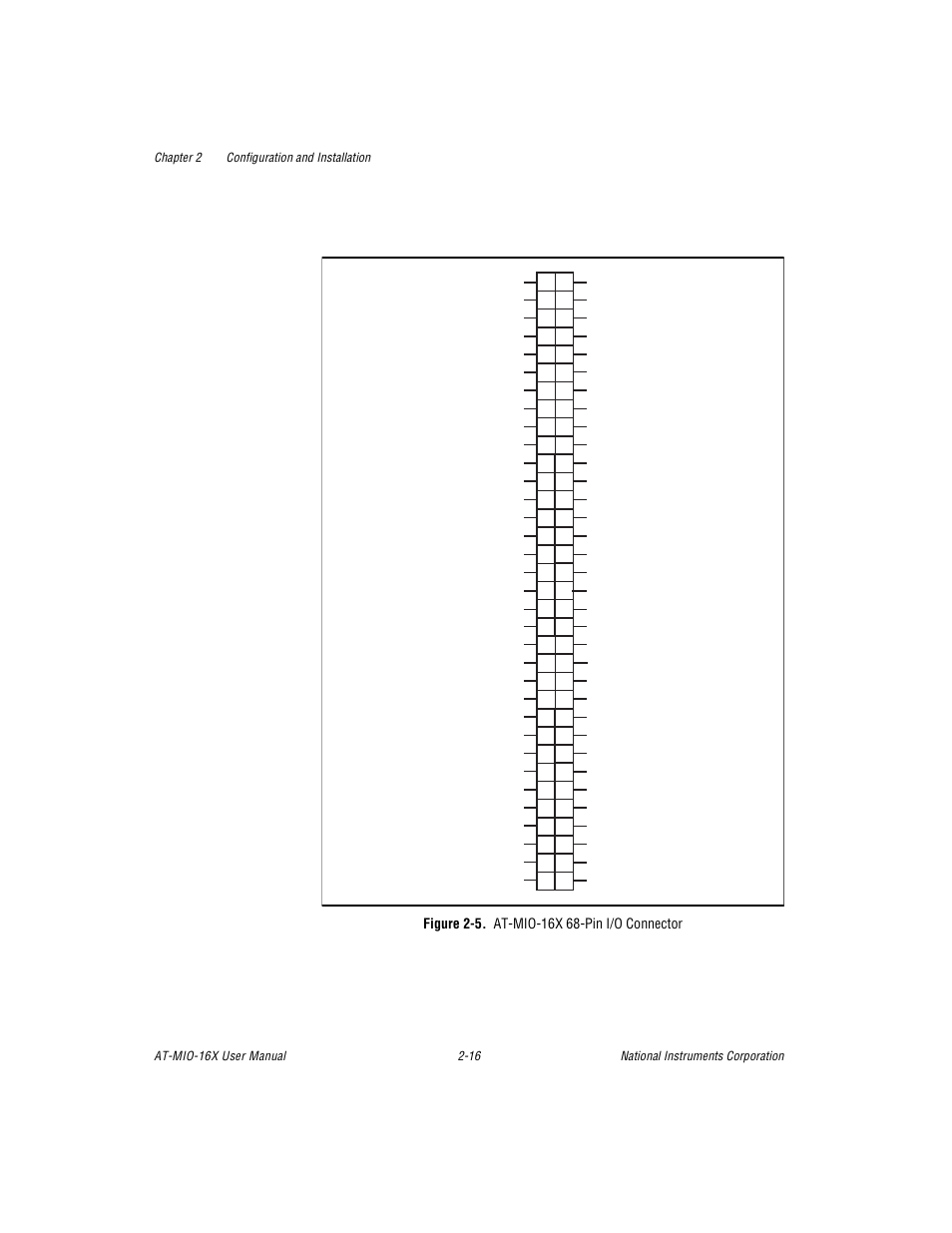 Figure 2-5. at-mio-16x 68-pin i/o connector, Figure 2-5, At-mio-16x 68-pin i/o connector -16 | National Instruments AT-MIO-16X User Manual | Page 38 / 330