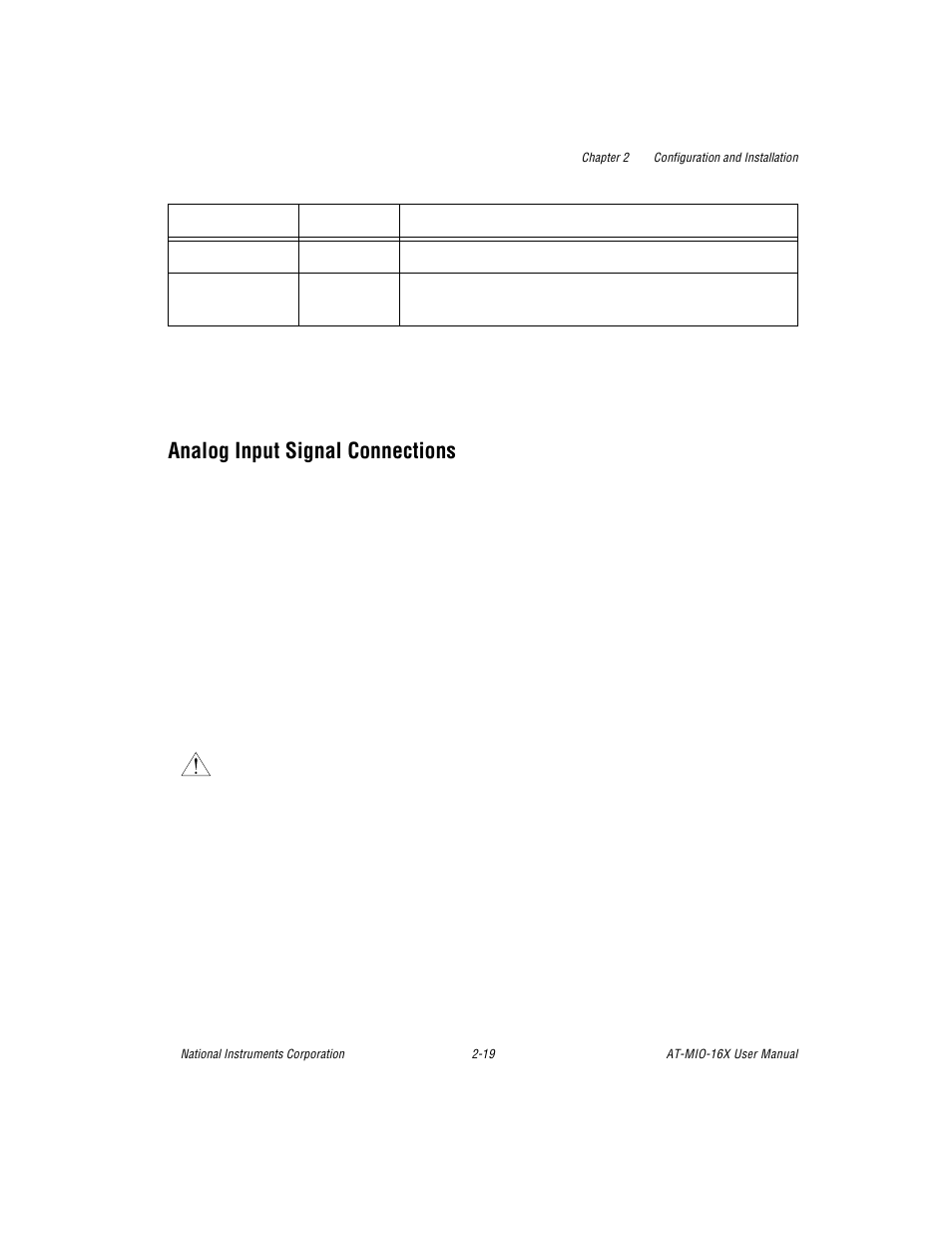 Analog input signal connections, Analog input signal connections -19, To the analog input signal connections sec | National Instruments AT-MIO-16X User Manual | Page 41 / 330