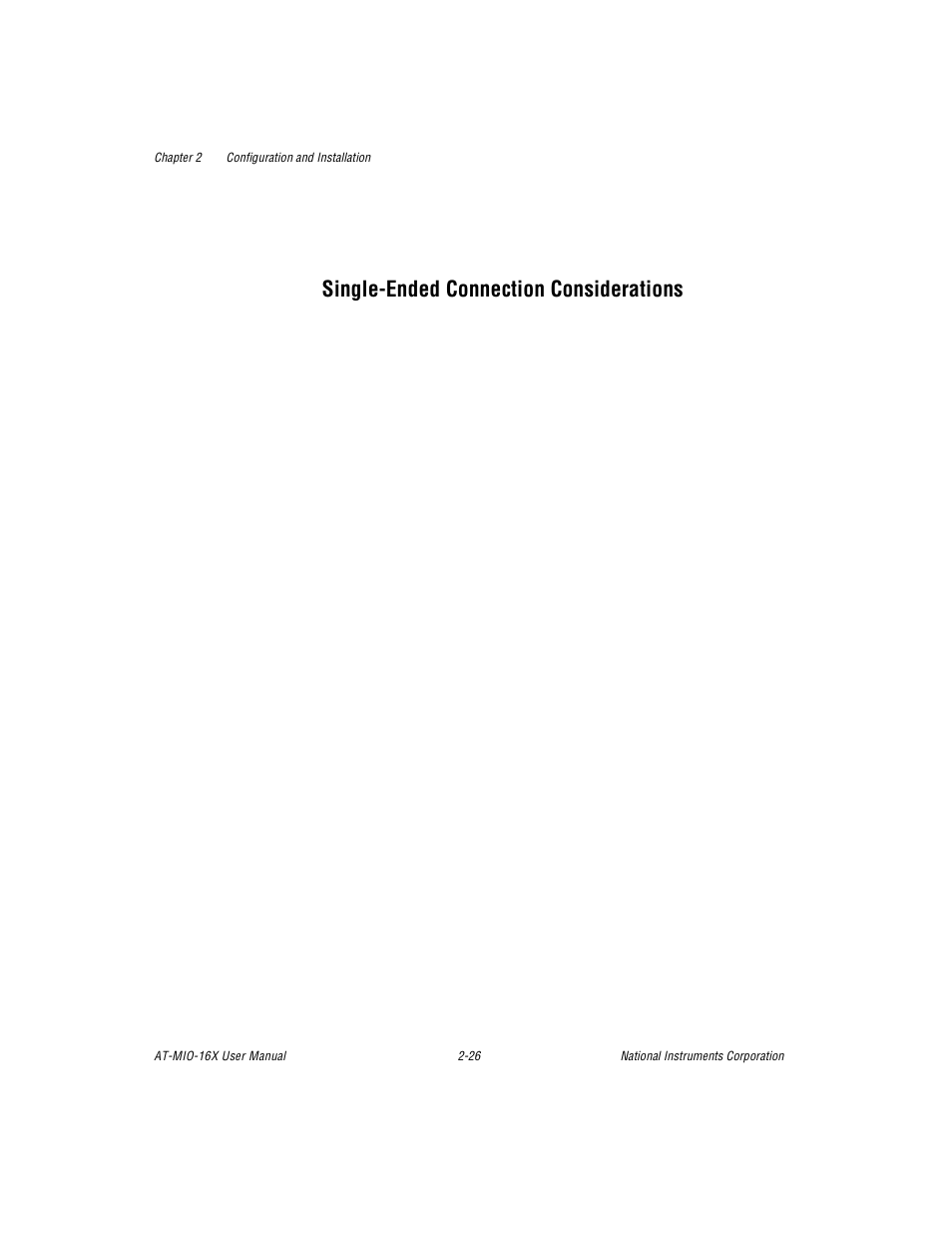 Single-ended connection considerations, Single-ended connection considerations -26 | National Instruments AT-MIO-16X User Manual | Page 48 / 330