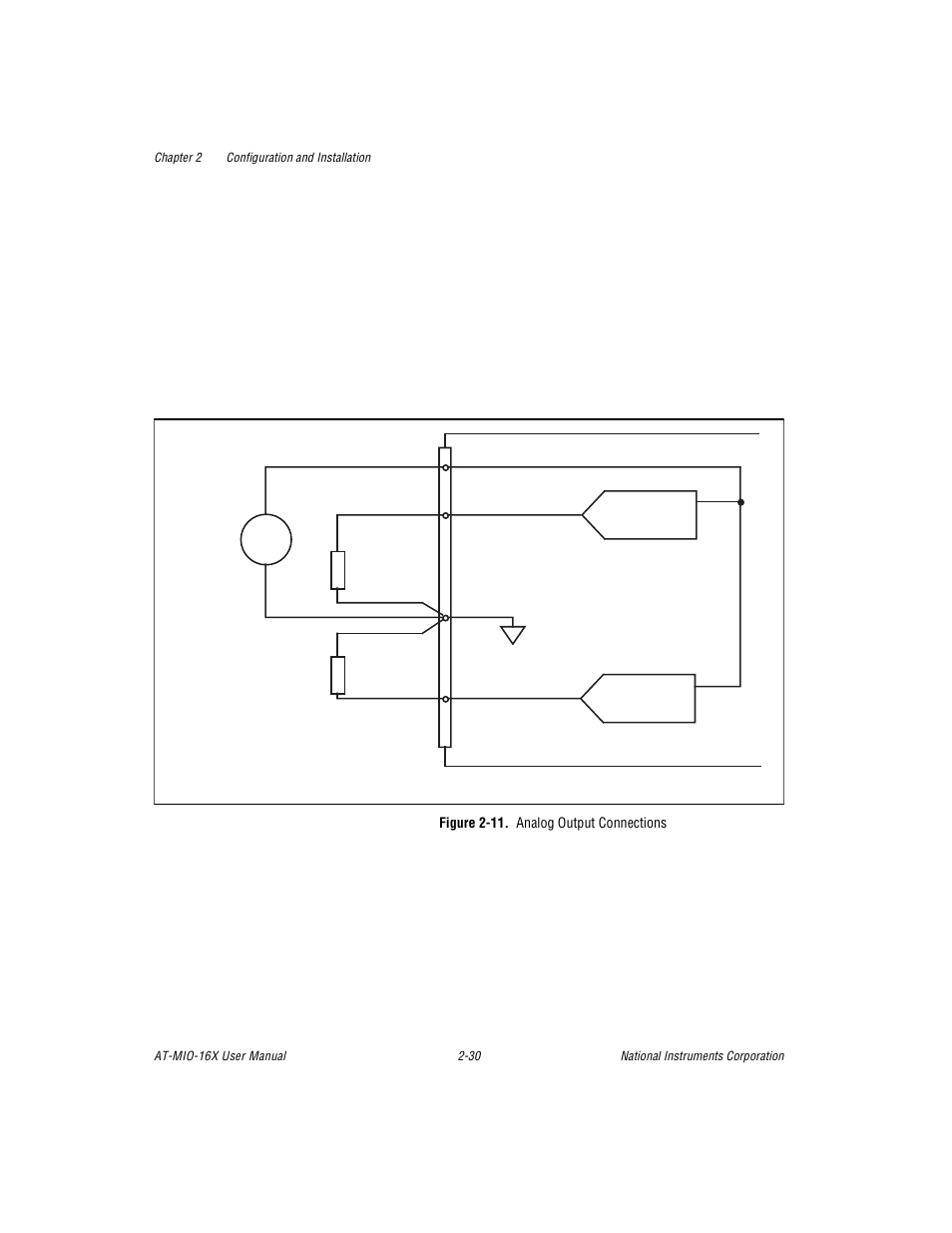 Figure 2-11. analog output connections, Figure 2-11. analog output connections -30 | National Instruments AT-MIO-16X User Manual | Page 52 / 330