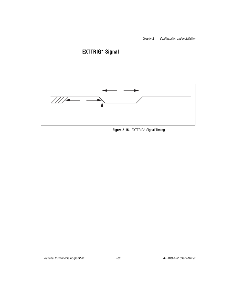 Exttrig* signal, Figure 2-15. exttrig* signal timing, Exttrig* signal -35 | Figure 2-15. exttrig* signal timing -35 | National Instruments AT-MIO-16X User Manual | Page 57 / 330