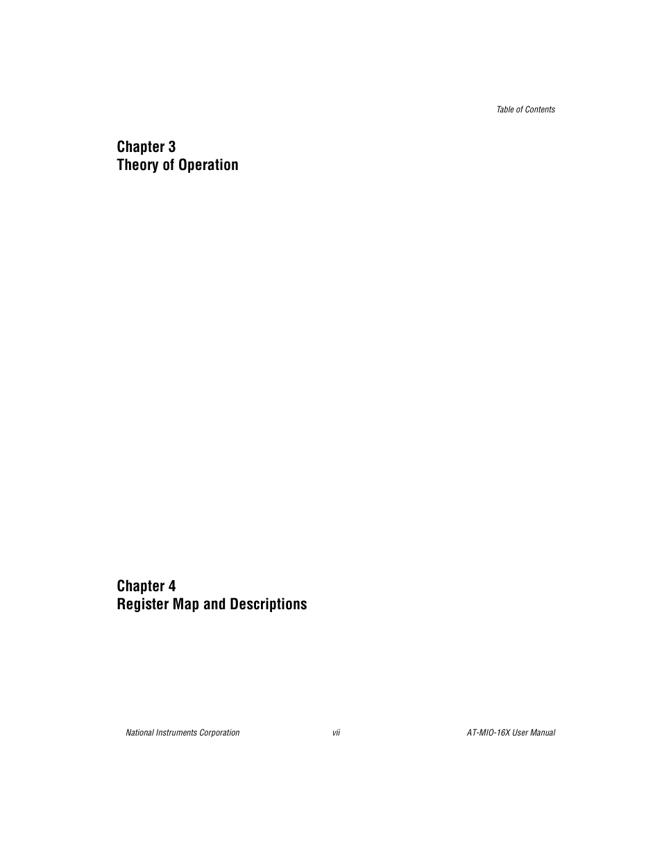 Chapter 3 theory of operation, Chapter 4 register map and descriptions | National Instruments AT-MIO-16X User Manual | Page 6 / 330