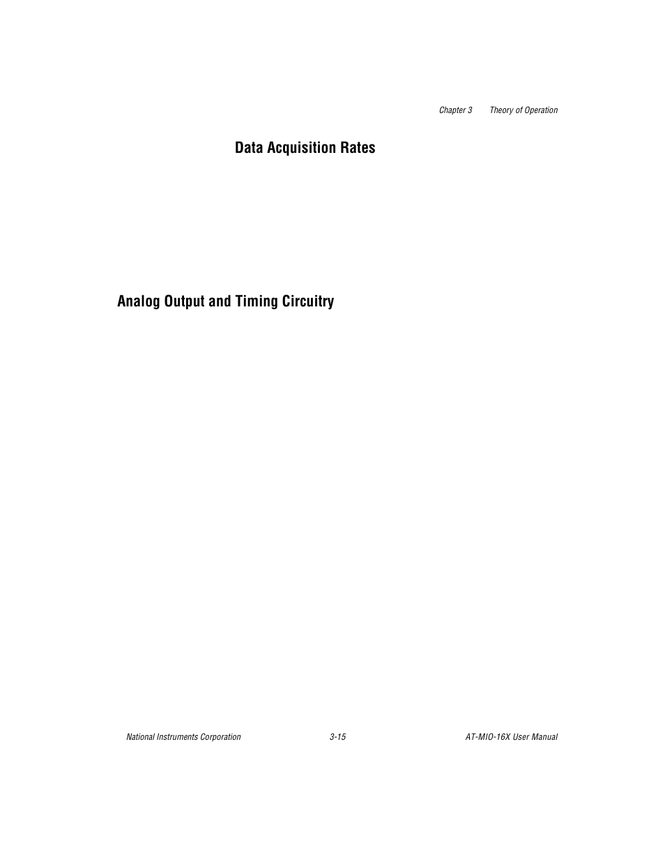 Data acquisition rates, Analog output and timing circuitry, Data acquisition rates -15 | Analog output and timing circuitry -15 | National Instruments AT-MIO-16X User Manual | Page 81 / 330