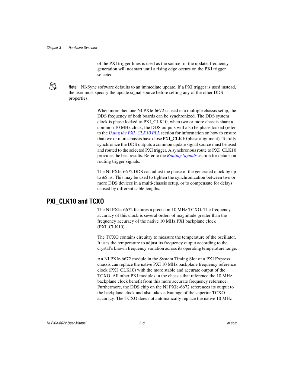 Pxi_clk10 and tcxo, Pxi_clk10 and tcxo -8 | National Instruments NI PXIe-6672 User Manual | Page 21 / 57