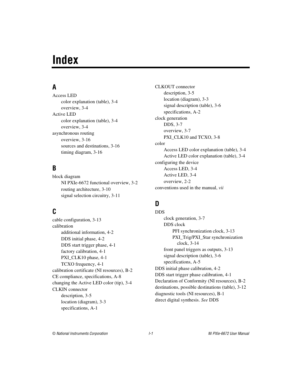 Index | National Instruments NI PXIe-6672 User Manual | Page 53 / 57