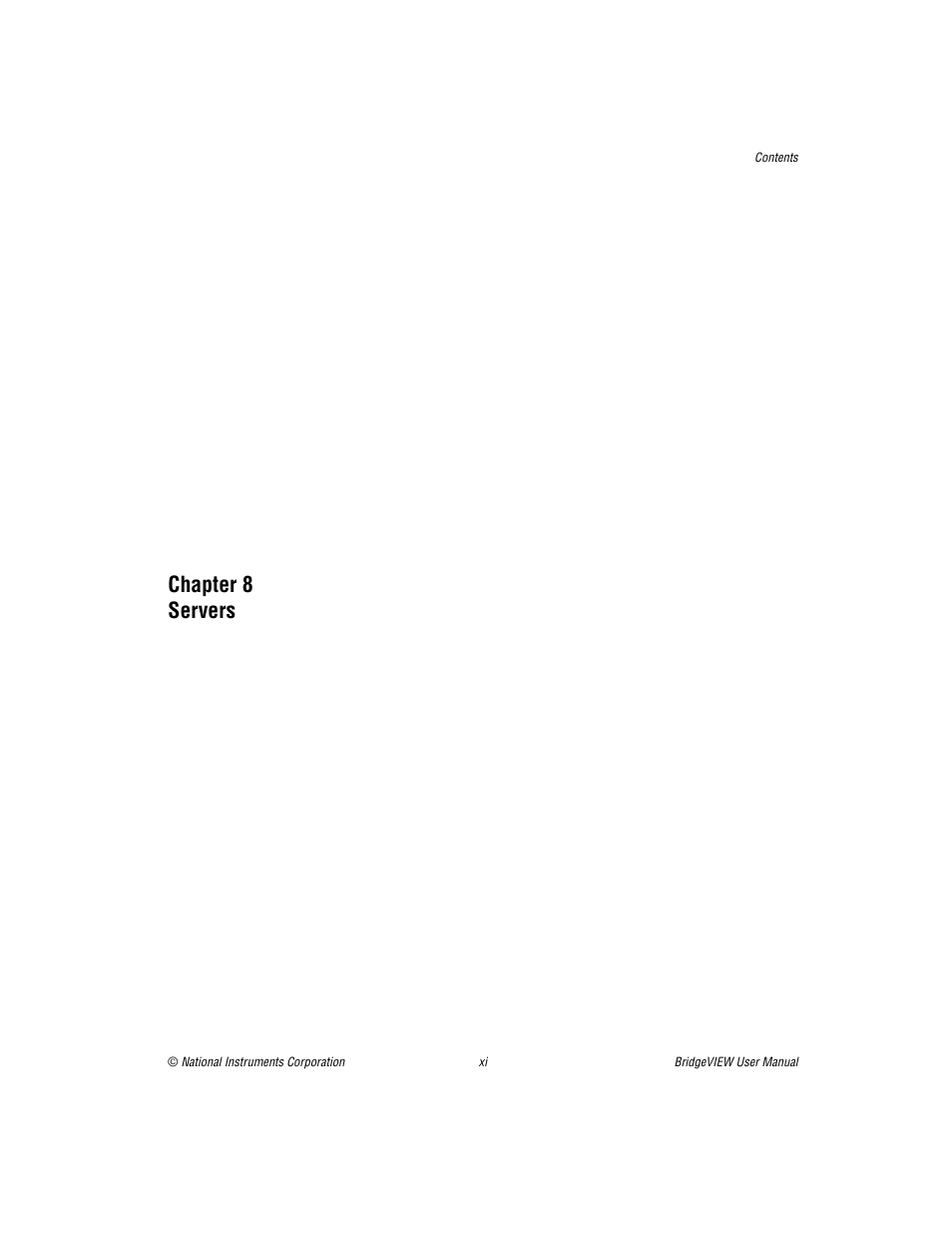Chapter 8 servers | National Instruments BridgeVIEW User Manual | Page 10 / 455