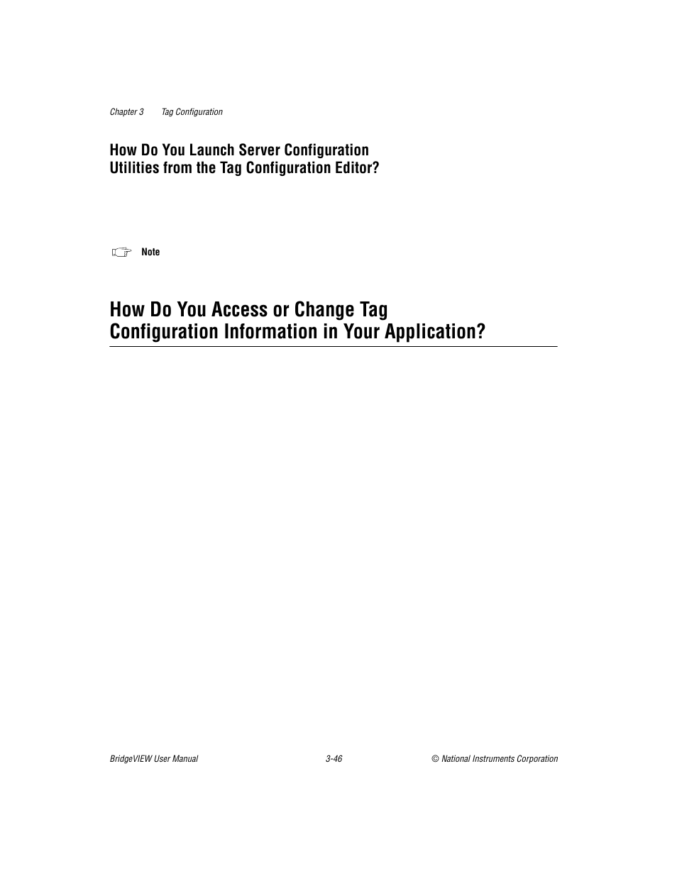 How do you launch server configuration utilities, From the tag configuration editor? -46, In your application? -46 | National Instruments BridgeVIEW User Manual | Page 104 / 455