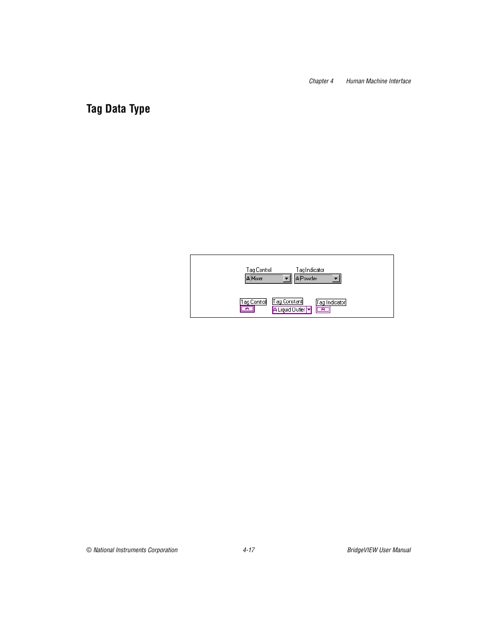 Tag data type, Tag data type -17, Tag data | Type | National Instruments BridgeVIEW User Manual | Page 121 / 455