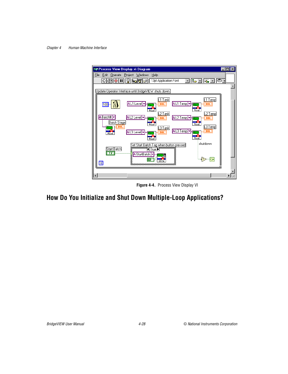 Figure 44. process view display vi, Figure 4-4, Process view display vi -28 | National Instruments BridgeVIEW User Manual | Page 132 / 455