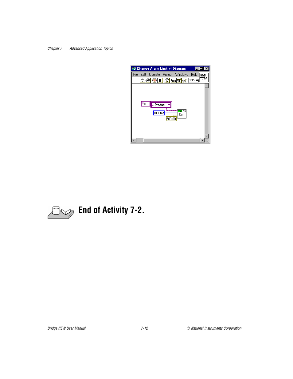 End of activity 7-2 | National Instruments BridgeVIEW User Manual | Page 180 / 455