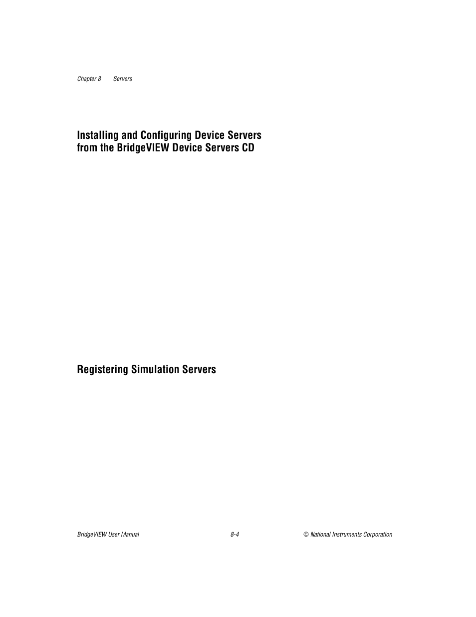 Registering simulation servers, Installing and configuring device servers from, The bridgeview device servers cd -4 | Registering simulation servers -4 | National Instruments BridgeVIEW User Manual | Page 199 / 455