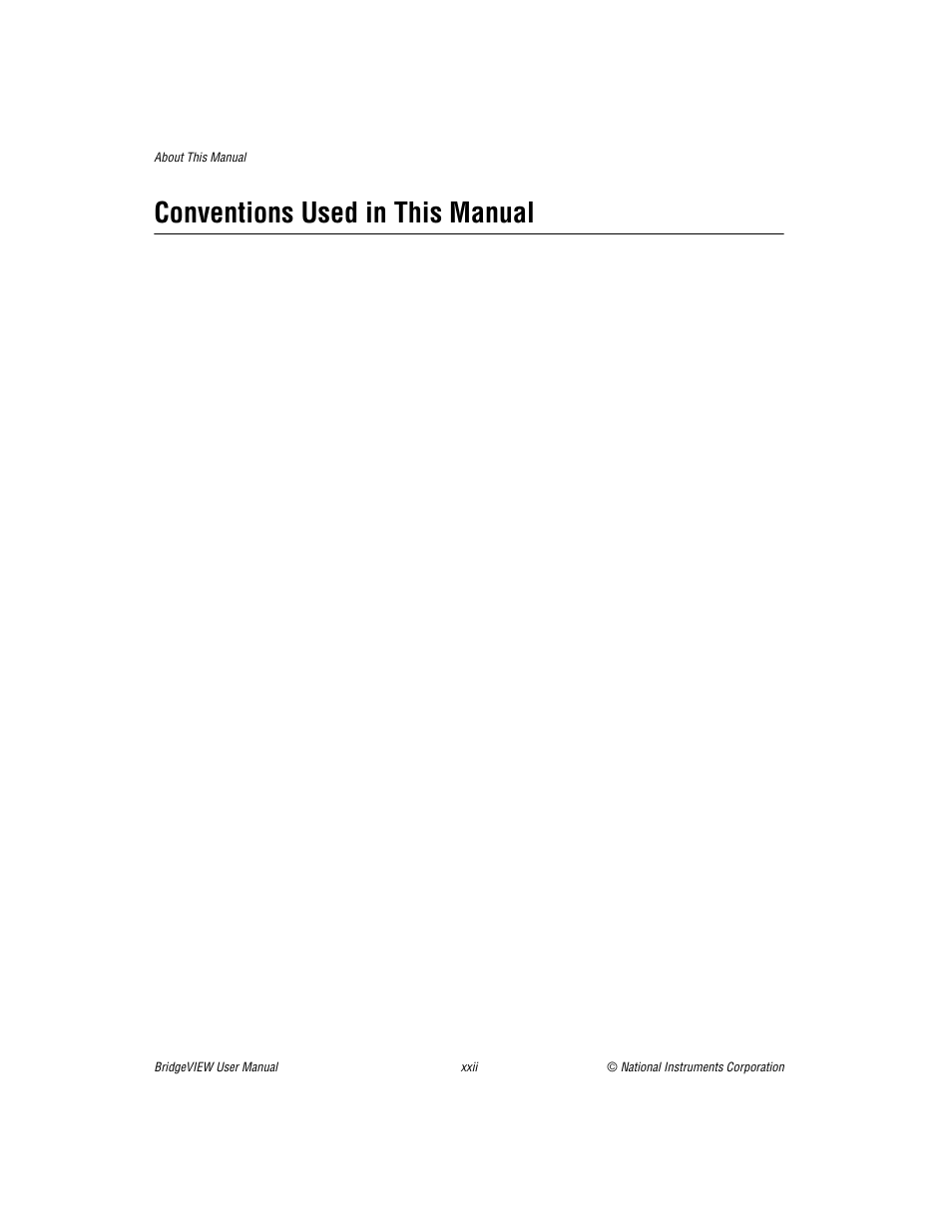 Conventions used in this manual | National Instruments BridgeVIEW User Manual | Page 20 / 455