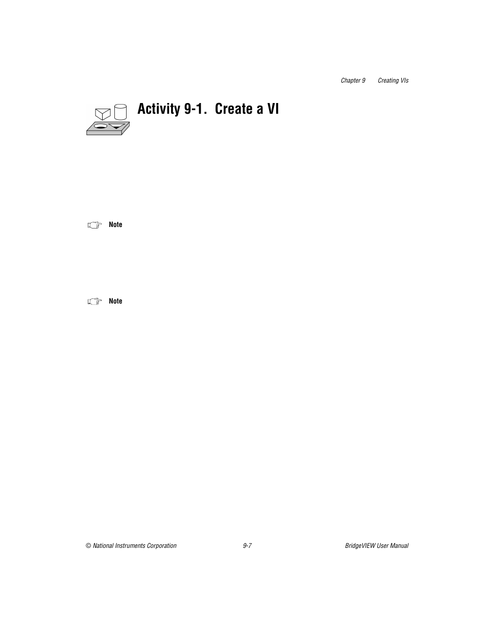Activity 9-1, Create a vi -6, Activity 9-1. create a vi | National Instruments BridgeVIEW User Manual | Page 215 / 455