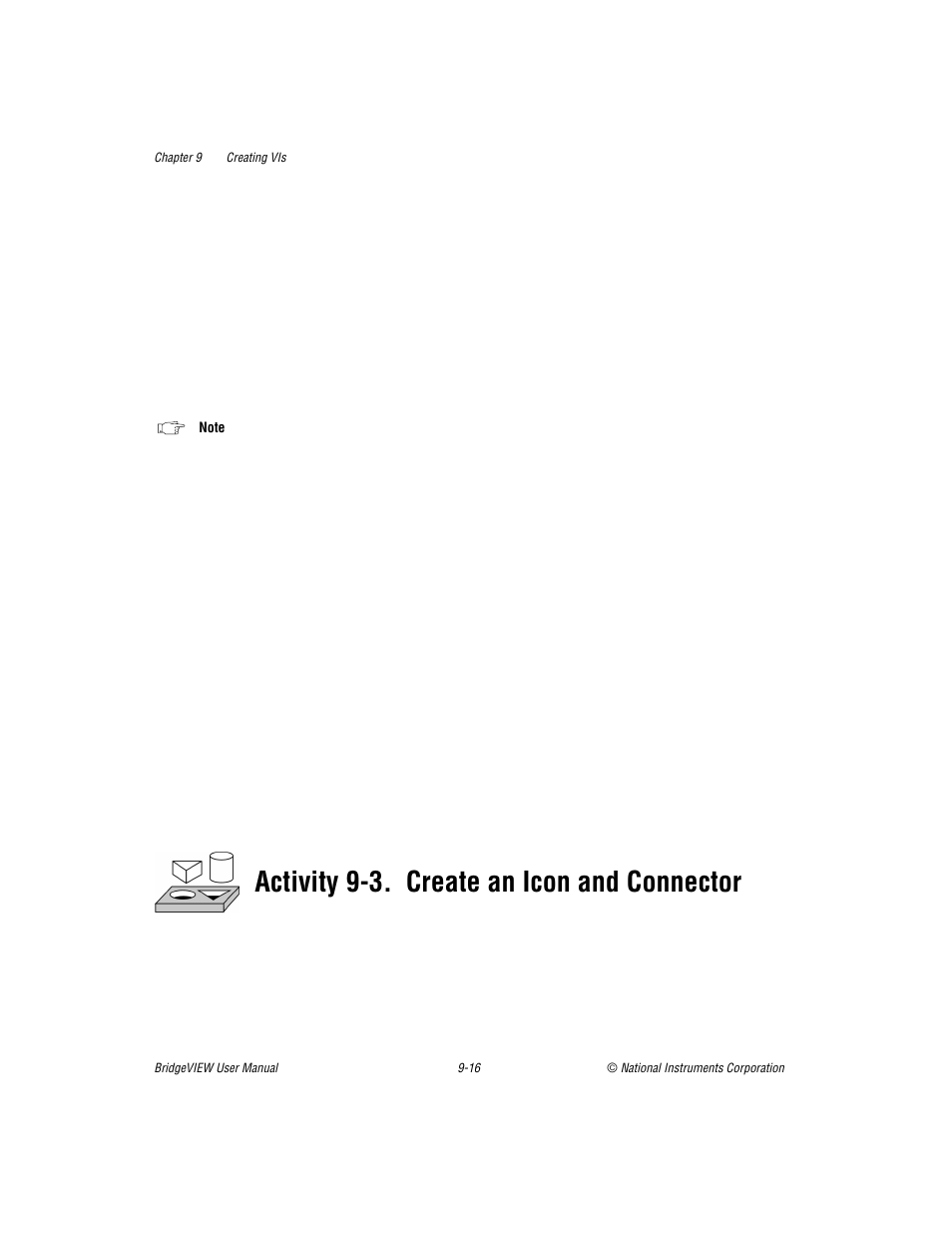 Activity 9-3, Create an icon and connector -16, Activity 9-3. create an icon and connector | National Instruments BridgeVIEW User Manual | Page 224 / 455