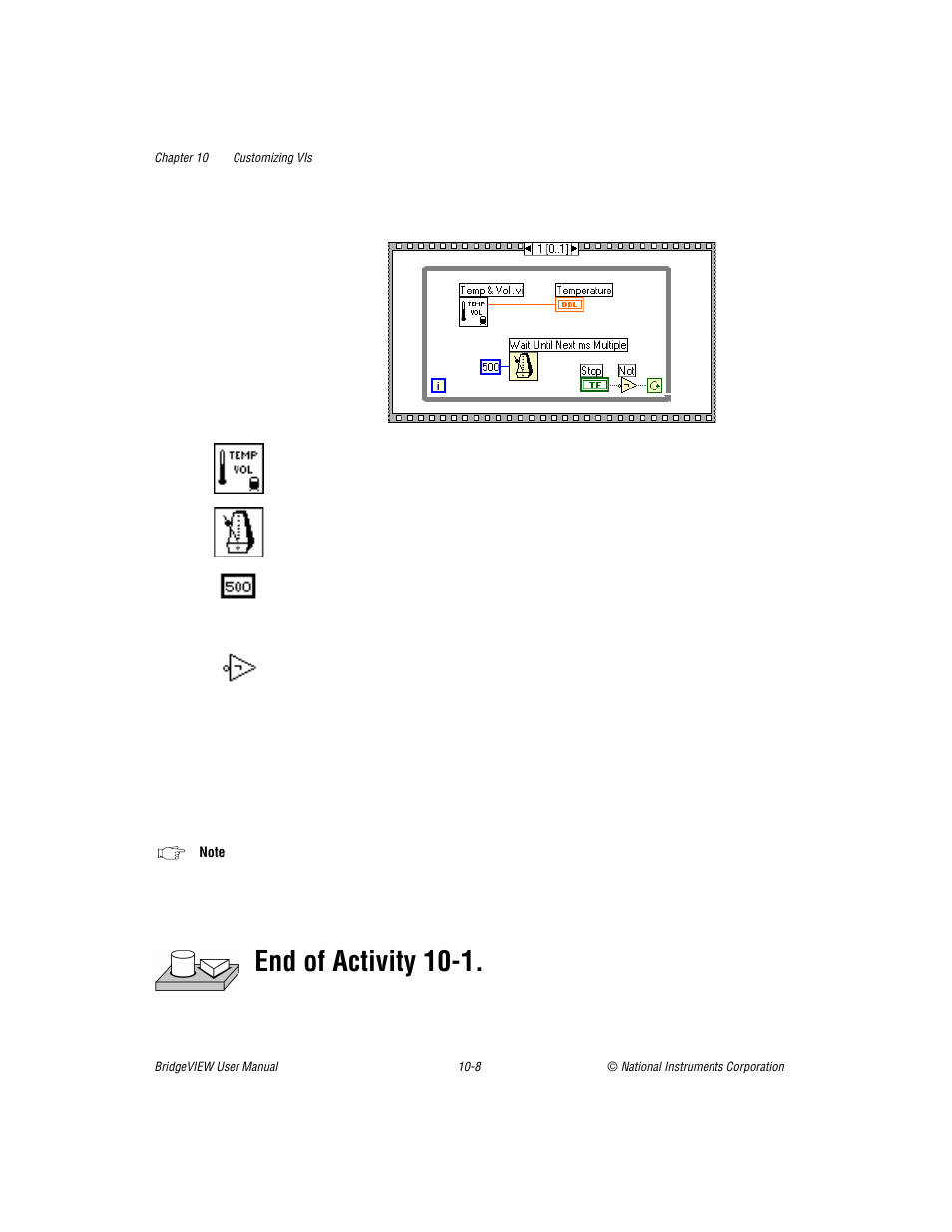 End of activity 10-1 | National Instruments BridgeVIEW User Manual | Page 239 / 455