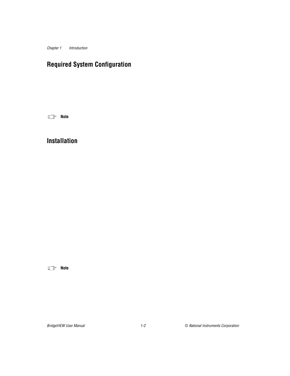 Required system configuration, Installation, Required system configuration -2 installation -2 | National Instruments BridgeVIEW User Manual | Page 25 / 455