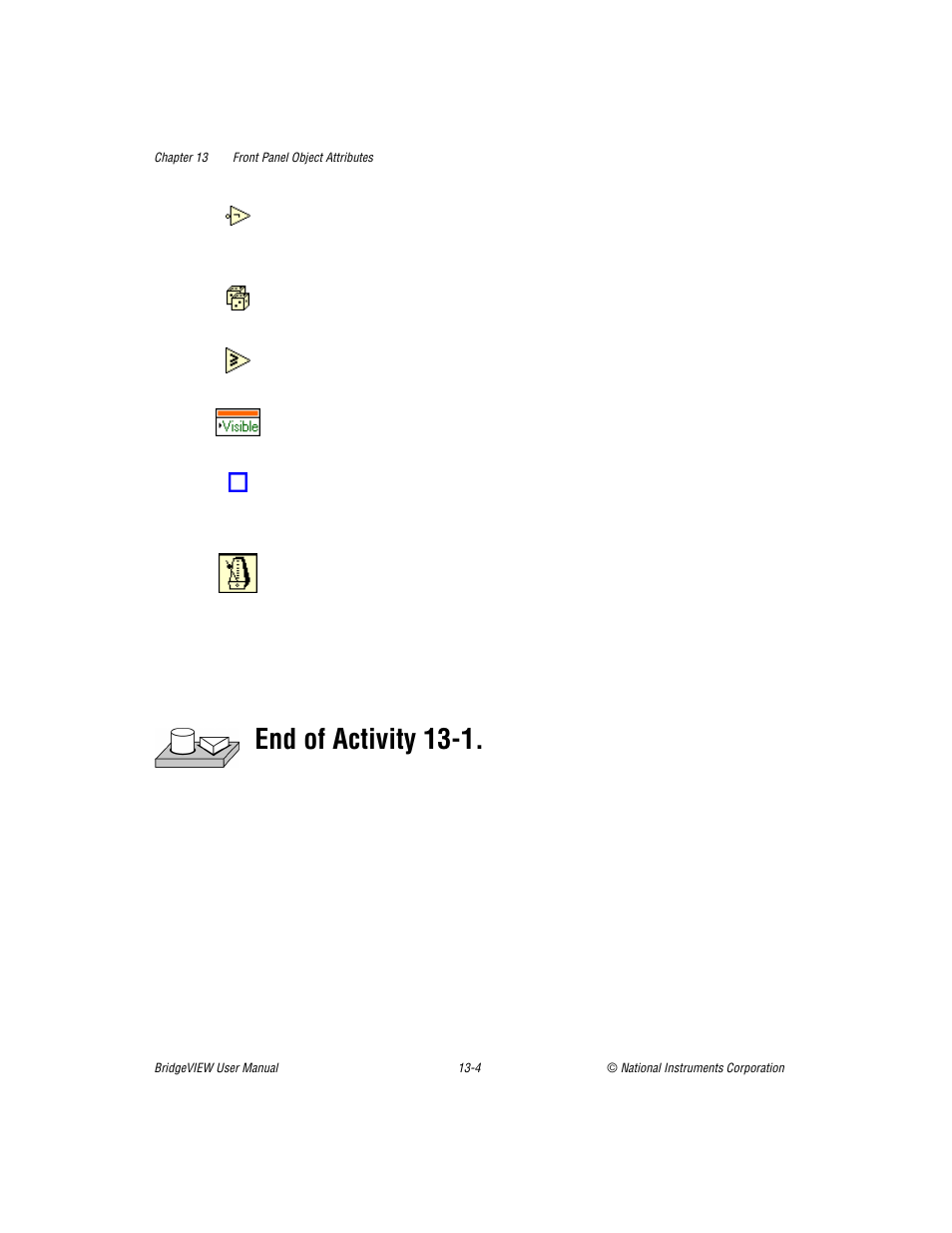 End of activity 13-1 | National Instruments BridgeVIEW User Manual | Page 282 / 455