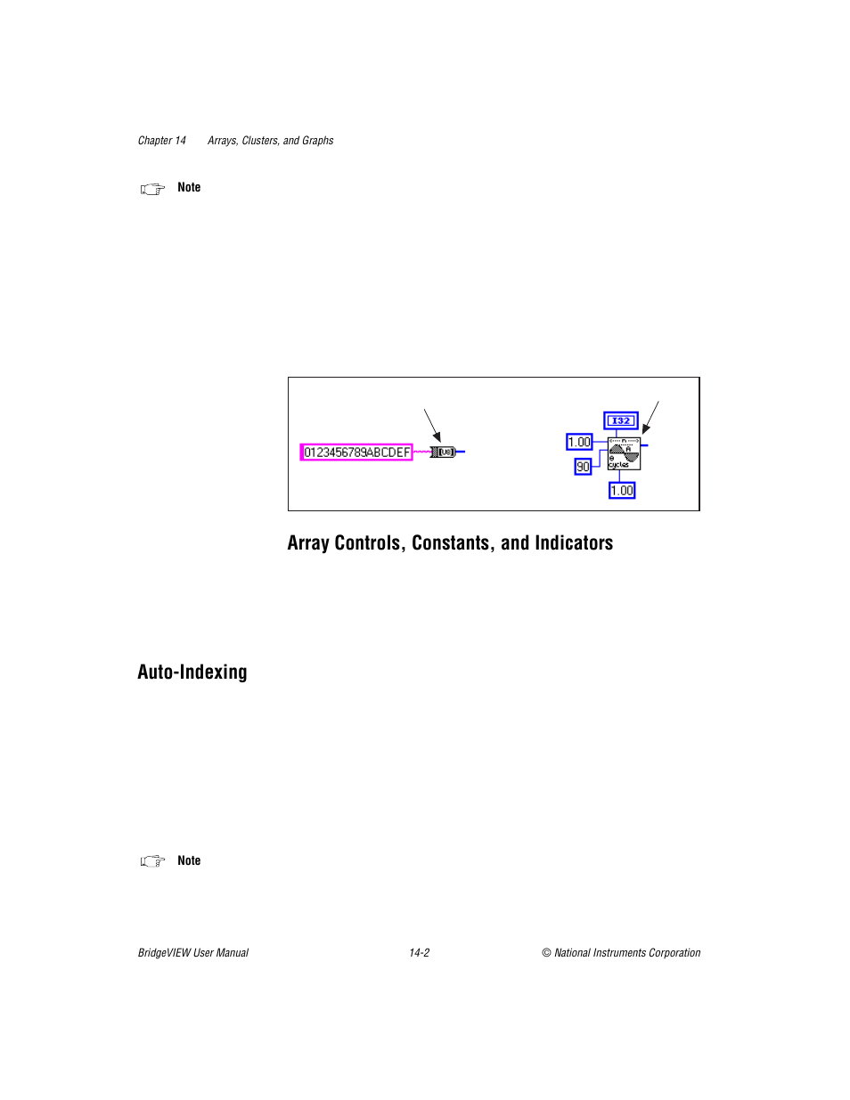 Array controls, constants, and indicators, Autoindexing, Array controls, constants, and indicators -2 | Auto-indexing -2, Auto-indexing | National Instruments BridgeVIEW User Manual | Page 284 / 455