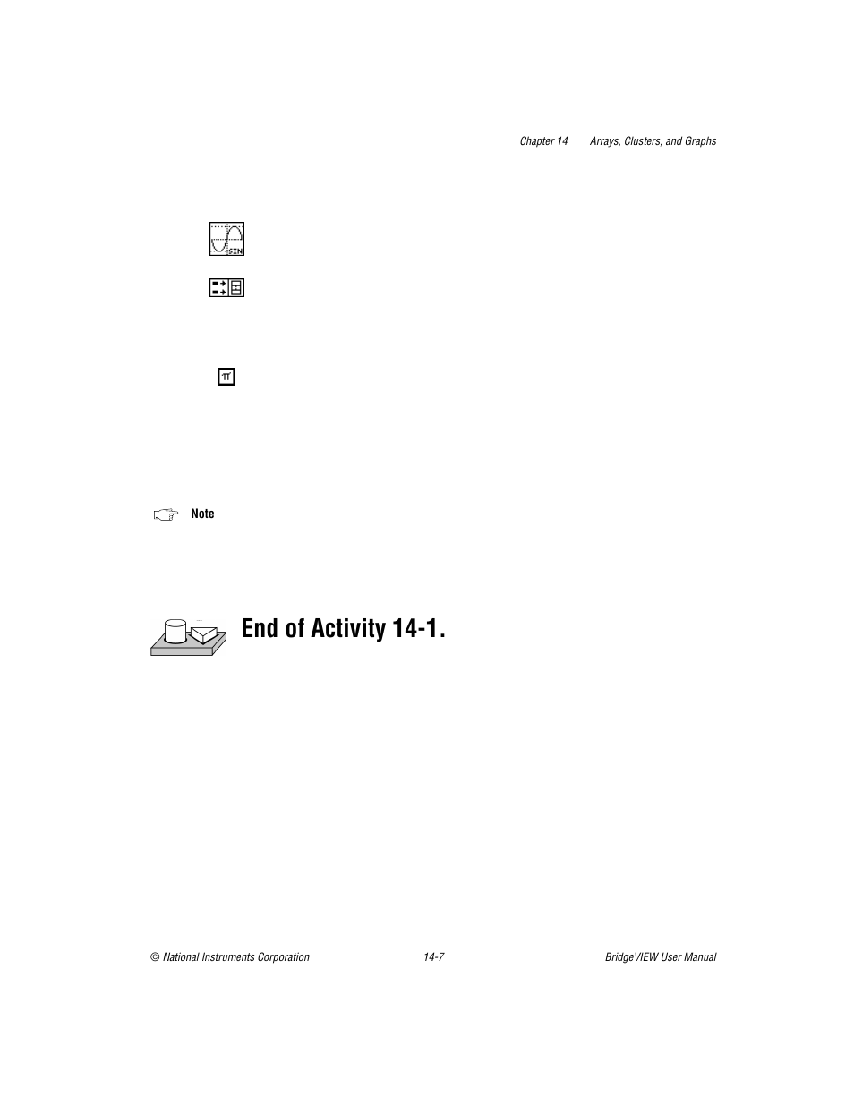 End of activity 14-1 | National Instruments BridgeVIEW User Manual | Page 289 / 455