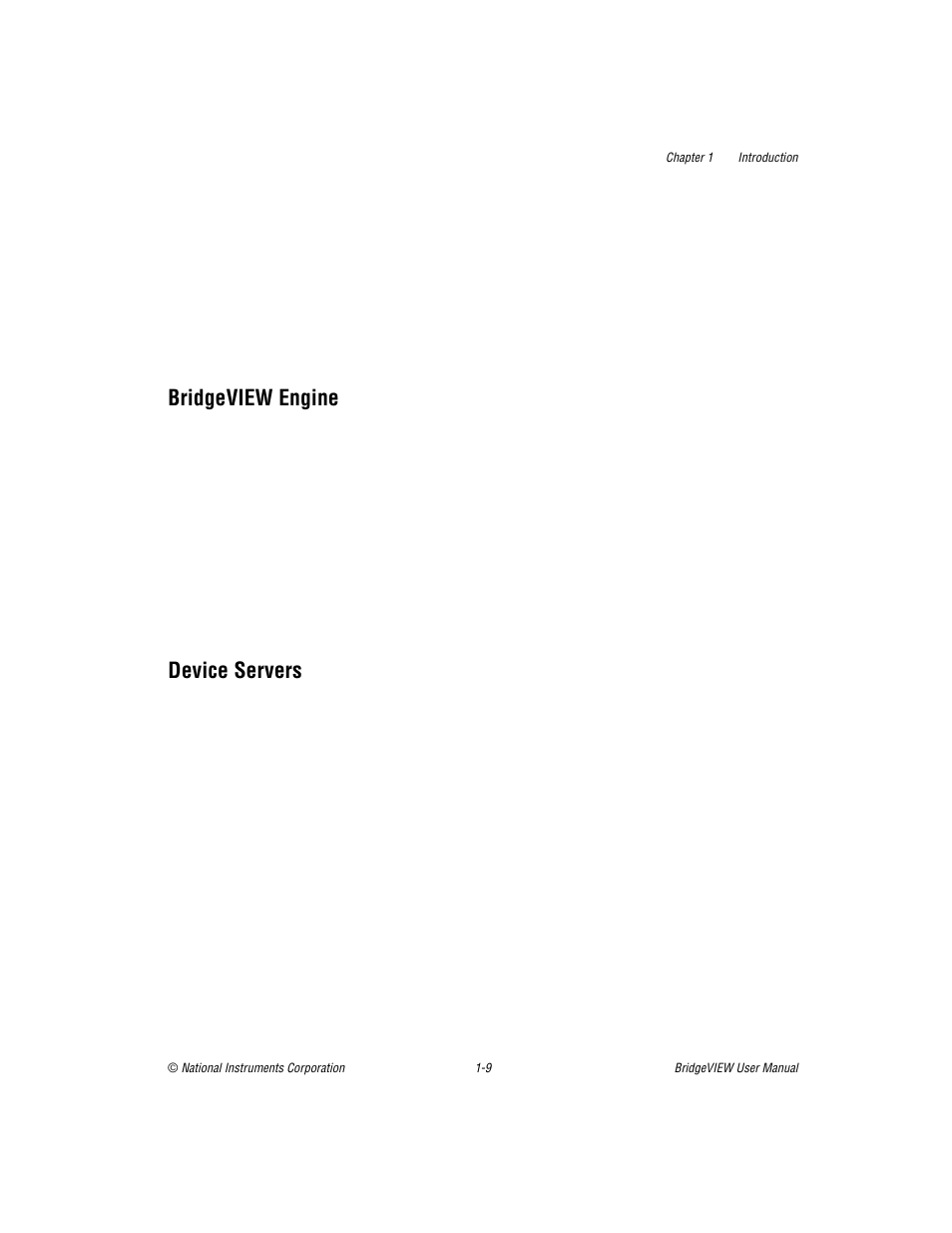 Bridgeview engine, Device servers, Bridgeview engine -9 device servers -9 | National Instruments BridgeVIEW User Manual | Page 32 / 455