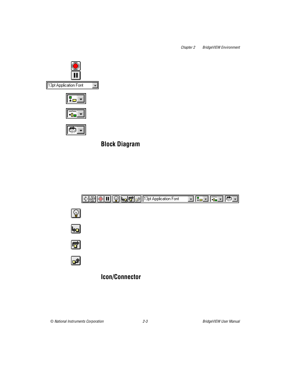 Block diagram, Icon/connector, Block diagram -3 icon/connector -3 | National Instruments BridgeVIEW User Manual | Page 37 / 455
