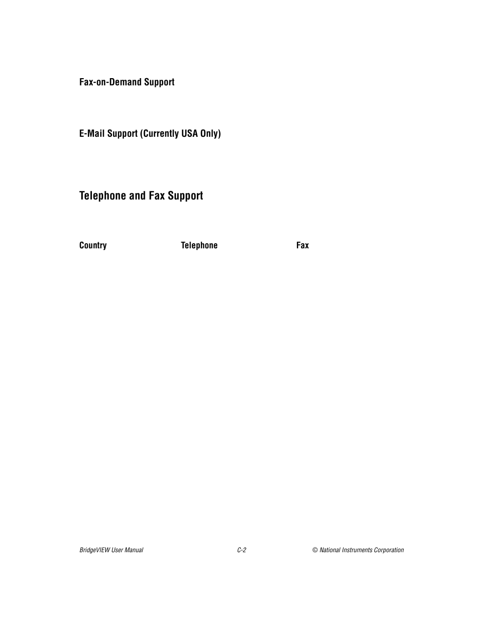 Telephone and fax support | National Instruments BridgeVIEW User Manual | Page 421 / 455