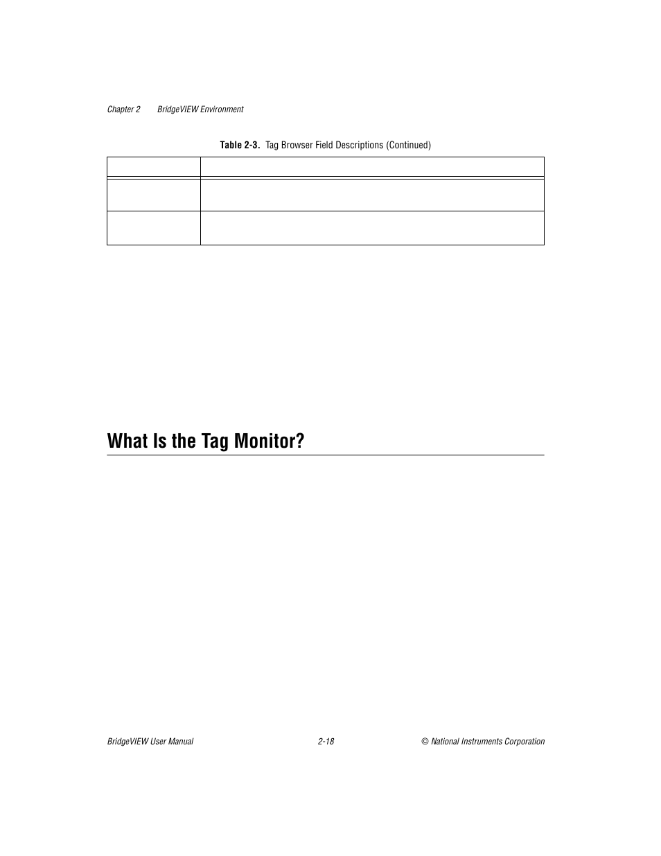 What is the tag monitor, What is the tag monitor? -18, See the | What, Is the tag monitor | National Instruments BridgeVIEW User Manual | Page 52 / 455