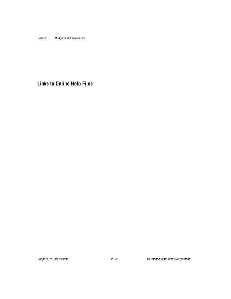 Links to online help files, Links to online help files -24 | National Instruments BridgeVIEW User Manual | Page 58 / 455