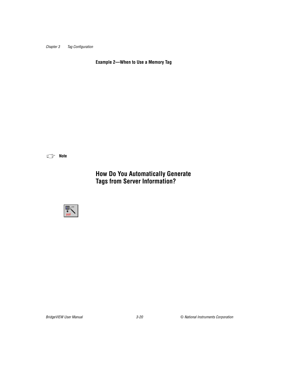 How do you automatically generate tags, From server information? -20 | National Instruments BridgeVIEW User Manual | Page 78 / 455