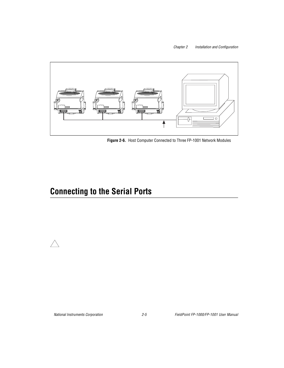 Connecting to the serial ports, Figure 2-6. host computer connected to three fp-10, Connecting to the serial ports -5 | Figure 2-6 | National Instruments FP-1001 User Manual | Page 16 / 50