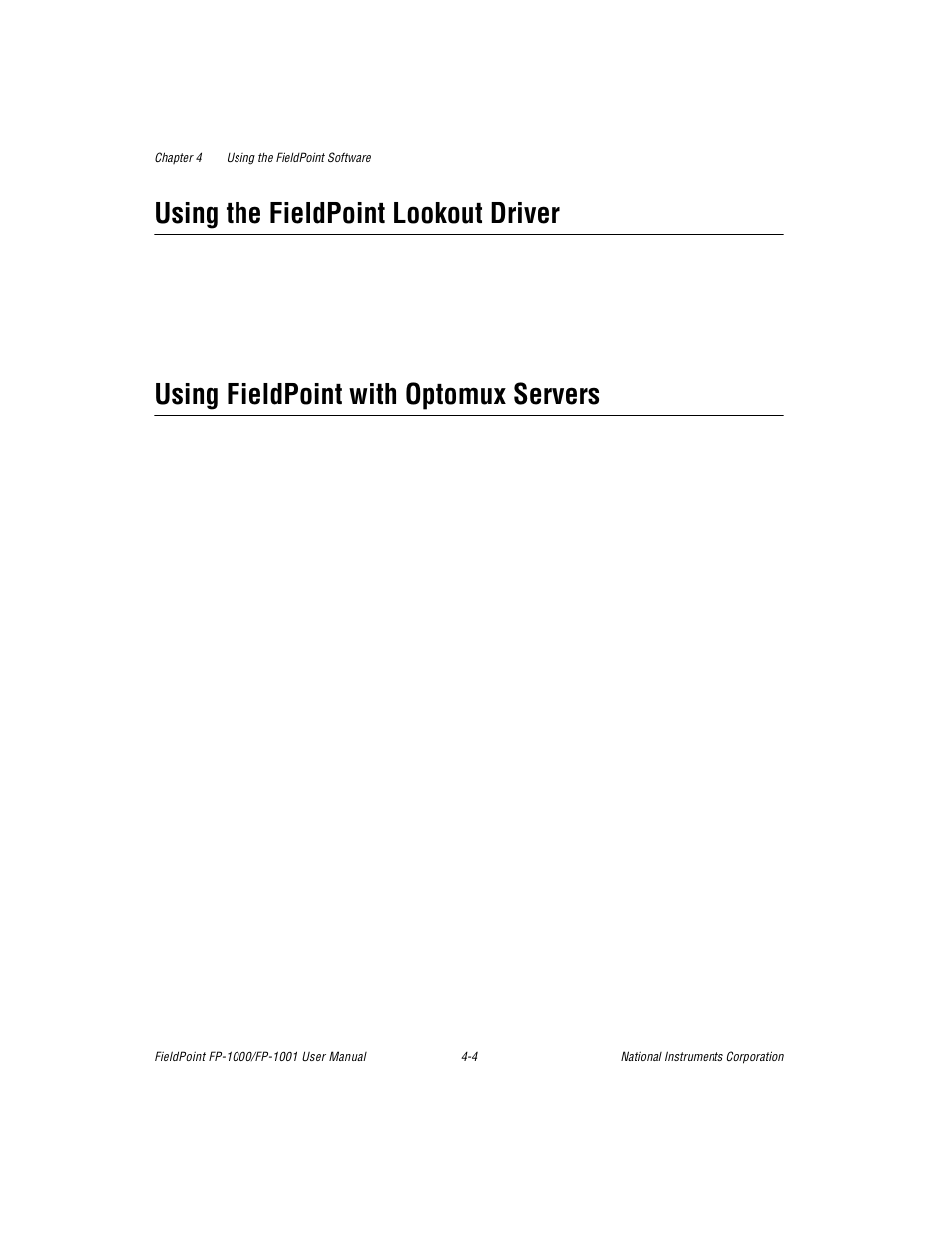 Using the fieldpoint lookout driver, Using fieldpoint with optomux servers | National Instruments FP-1001 User Manual | Page 36 / 50