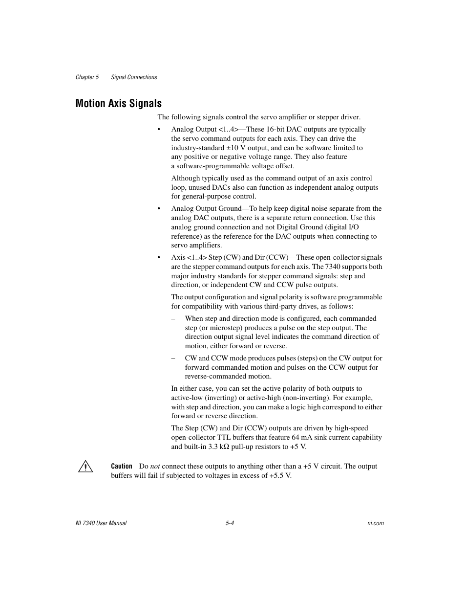 Motion axis signals, Motion axis signals -4 | National Instruments 7340 PCI User Manual | Page 30 / 67