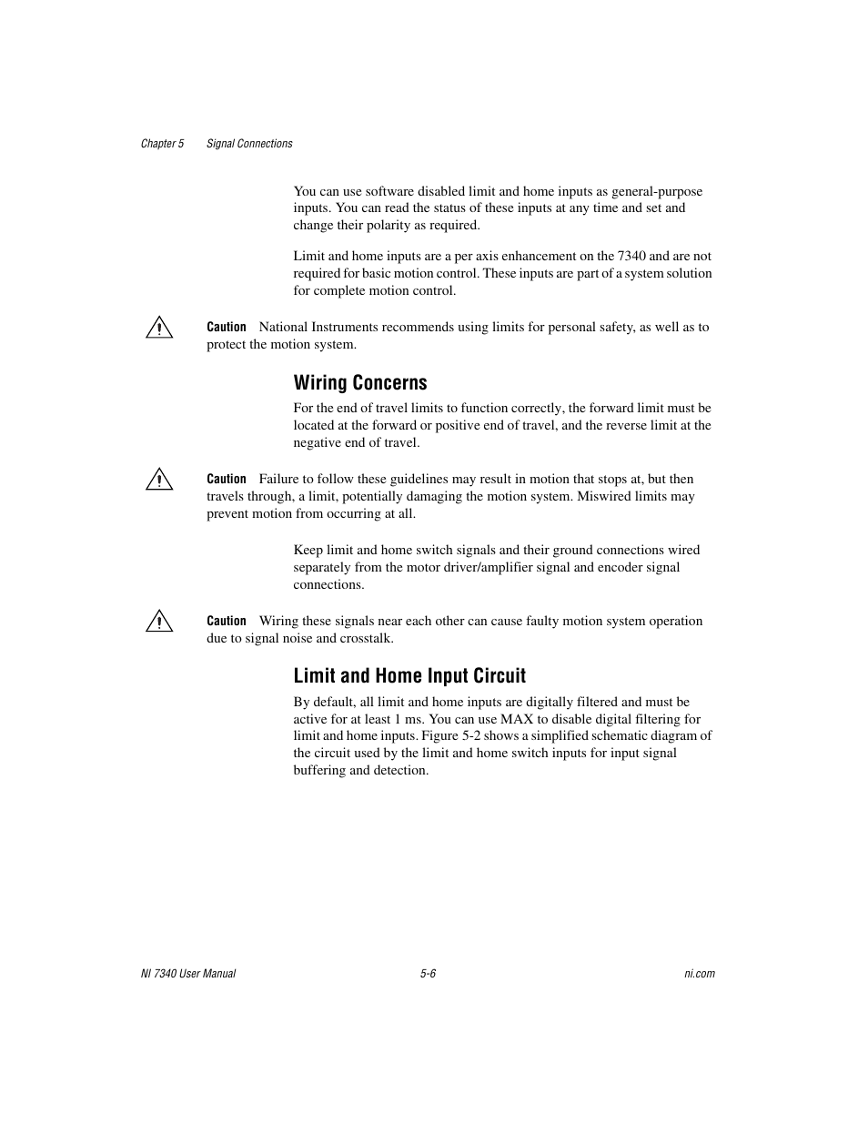 Wiring concerns, Limit and home input circuit, Wiring concerns -6 limit and home input circuit -6 | National Instruments 7340 PCI User Manual | Page 32 / 67