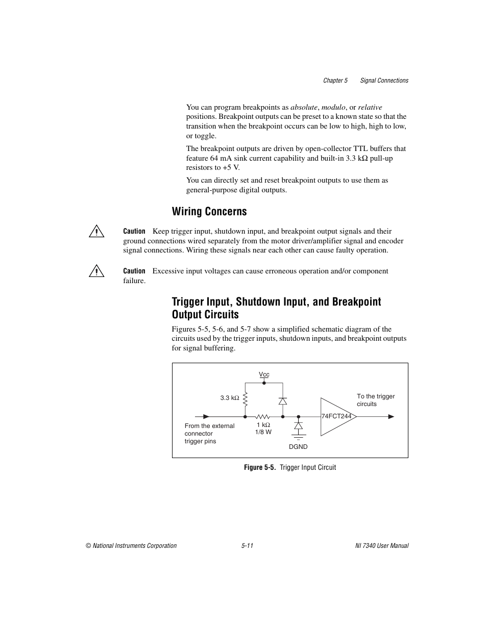 Wiring concerns, Figure 5-5. trigger input circuit | National Instruments 7340 PCI User Manual | Page 37 / 67