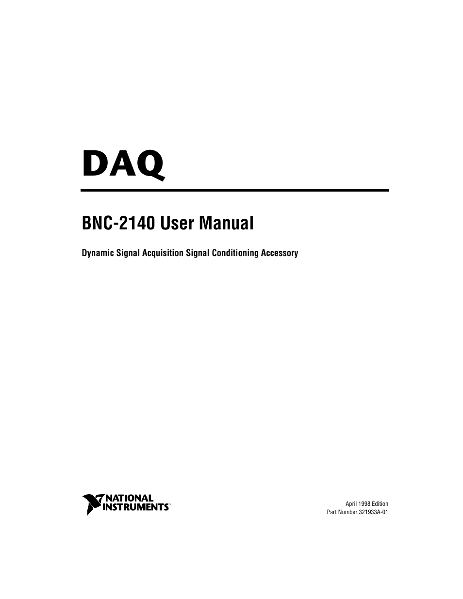 National Instruments BNC -2140 User Manual | 41 pages