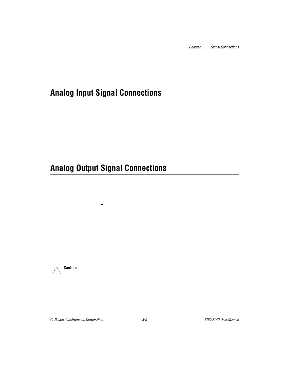 Analog input signal connections, Analog output signal connections | National Instruments BNC -2140 User Manual | Page 17 / 41