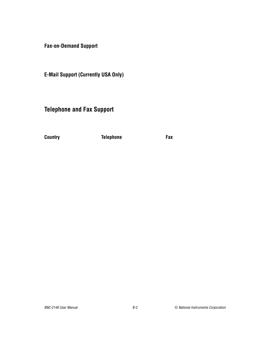 Telephone and fax support | National Instruments BNC -2140 User Manual | Page 25 / 41