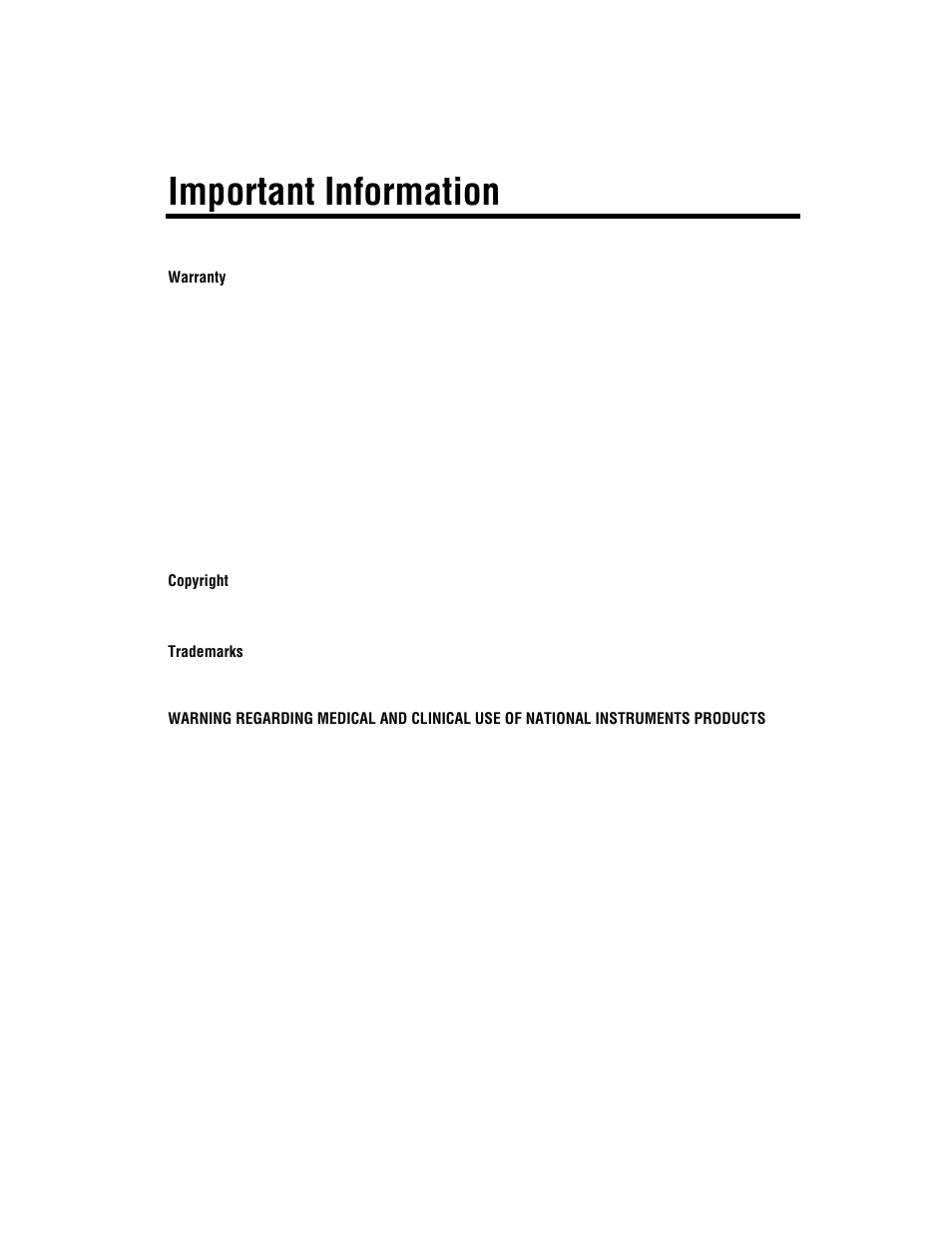 Important information, Warranty, Copyright | Trademarks, Warning | National Instruments BNC -2140 User Manual | Page 3 / 41