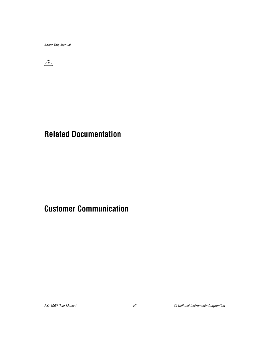 Related documentation, Customer communication | National Instruments PXI PXITM -1000 User Manual | Page 10 / 55