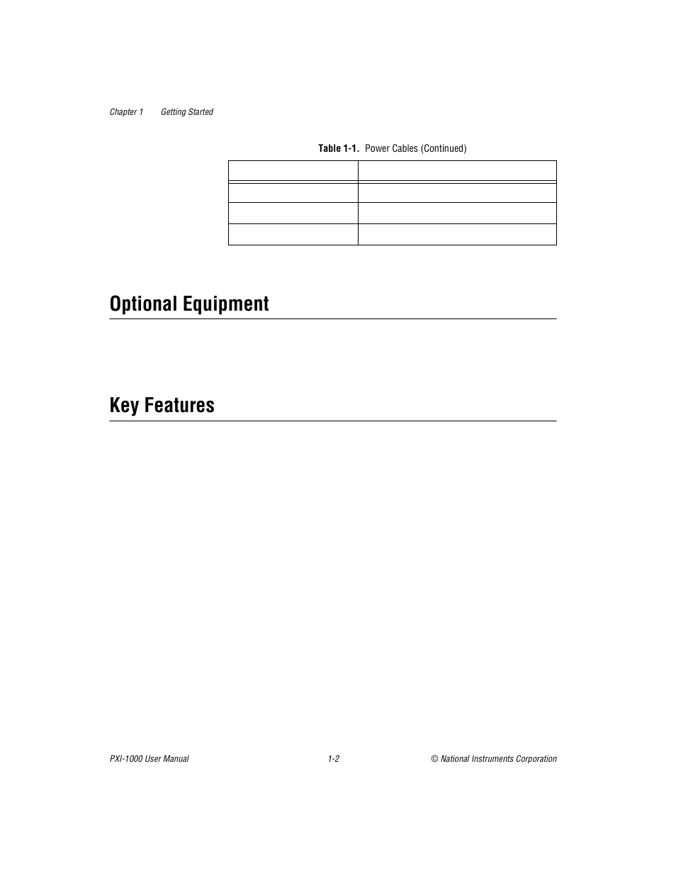 Optional equipment, Key features, Optional equipment -2 key features -2 | National Instruments PXI PXITM -1000 User Manual | Page 12 / 55