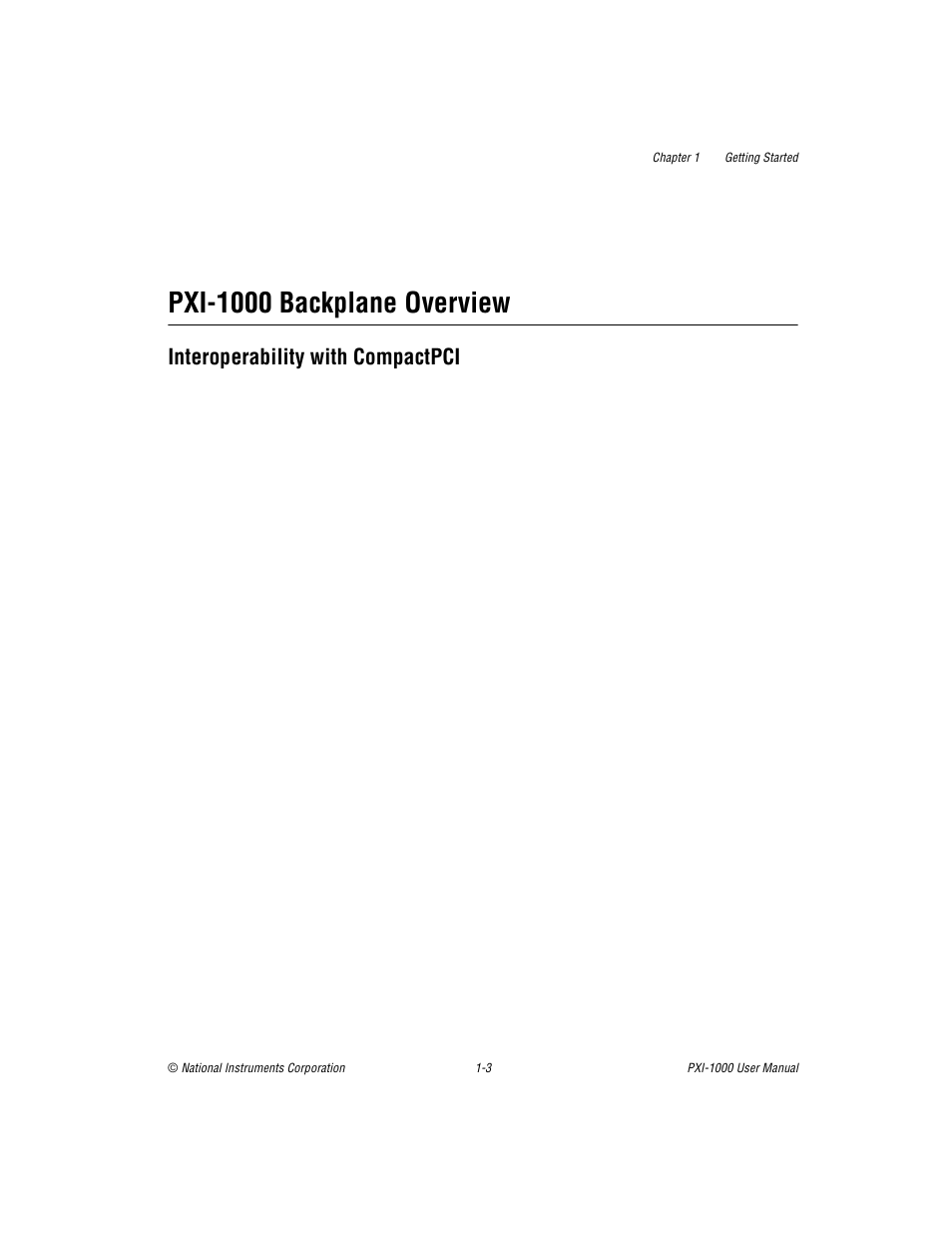 Pxi-1000 backplane overview, Interoperability with compactpci, Pxi-1000 backplane overview -3 | Interoperability with compactpci -3 | National Instruments PXI PXITM -1000 User Manual | Page 13 / 55