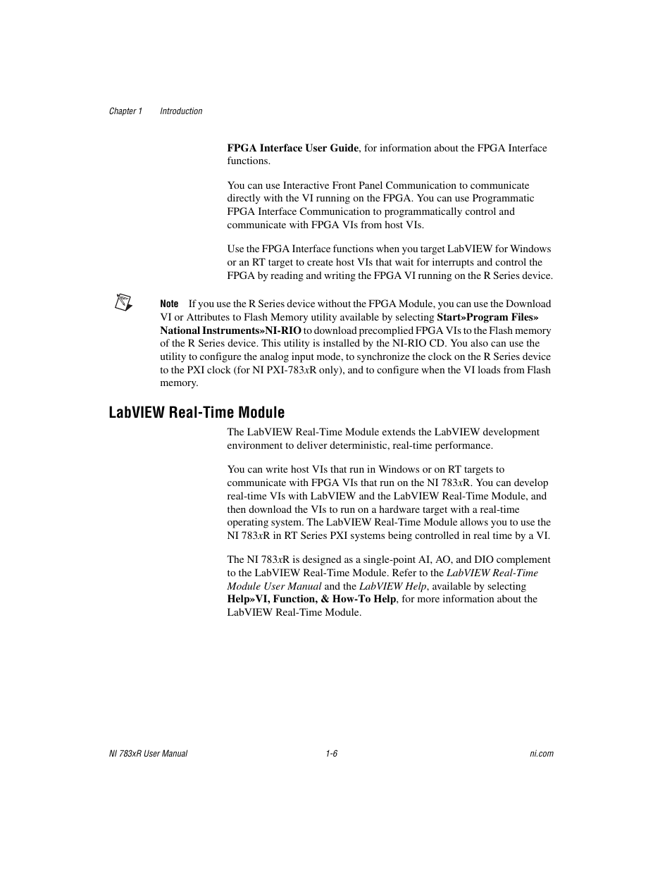 Labview real-time module, Labview real-time module -6 | National Instruments NI 783xR User Manual | Page 15 / 73