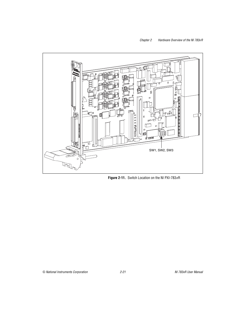 Figure 2-11. switch location on the ni pxi-783x r | National Instruments NI 783xR User Manual | Page 40 / 73