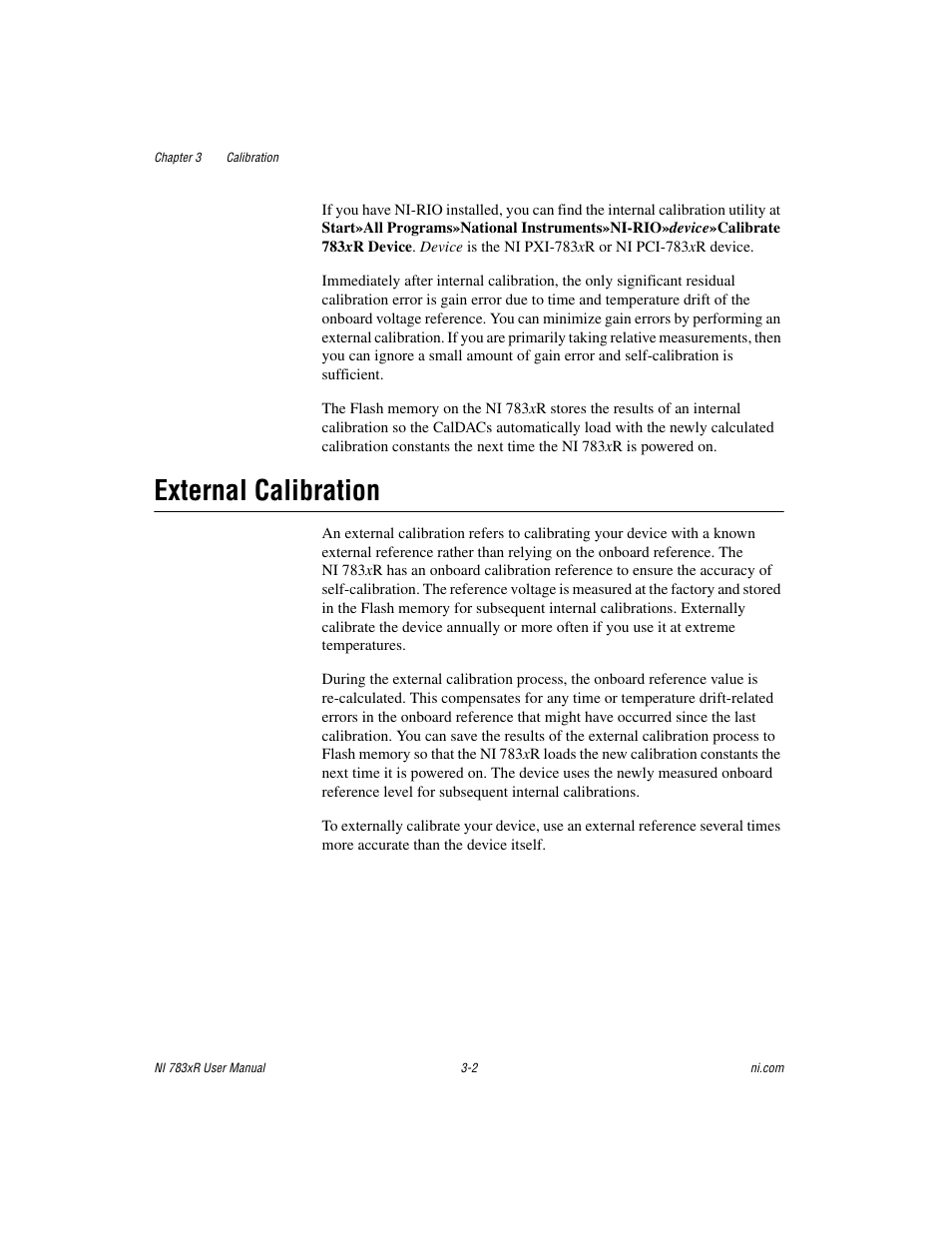 External calibration, External calibration -2 | National Instruments NI 783xR User Manual | Page 45 / 73