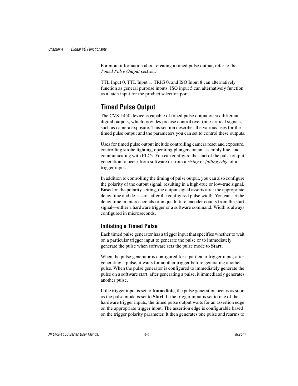 Timed pulse output, Timed pulse output -4 | National Instruments NI CVS-1450 Series User Manual | Page 52 / 91