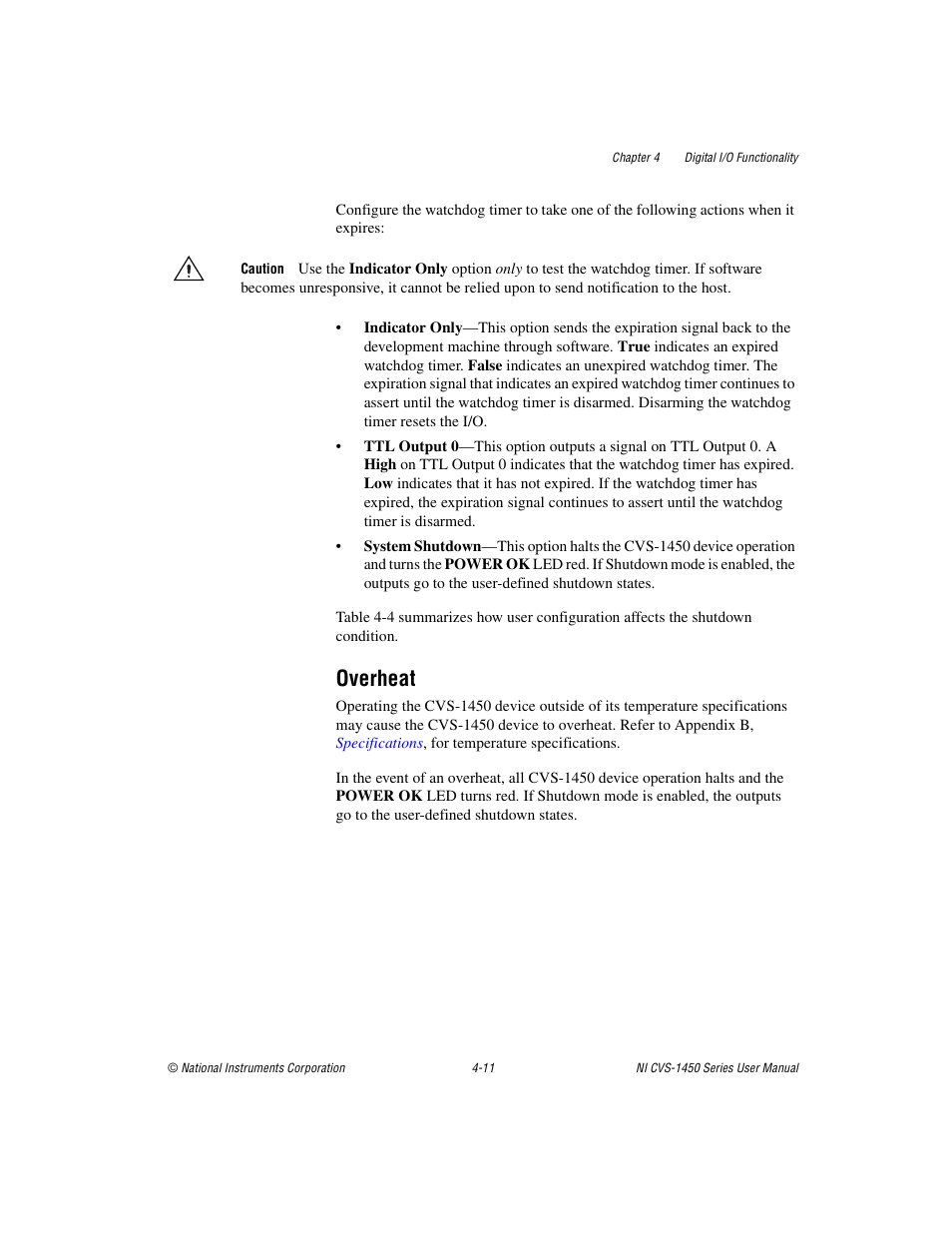 Overheat, Overheat -11 | National Instruments NI CVS-1450 Series User Manual | Page 59 / 91